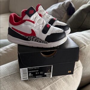 Nike Kids' White and Red Sneakers with Black Accents
